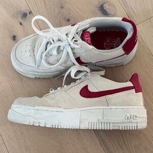 Nike AF Cream and Magenta Sneakers